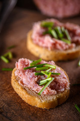 Bruschetta with Tea sausage