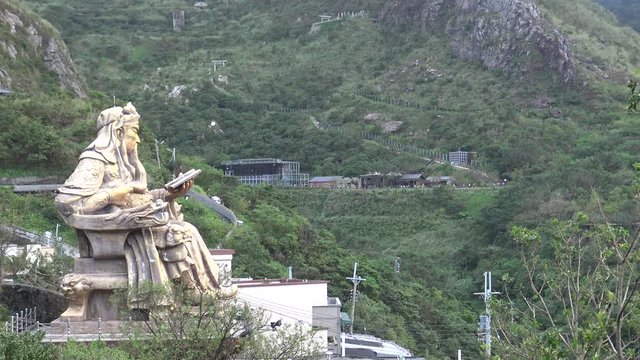 4K Impressive monument of Guan Yu Statue at Cyuanji Temple near Jinguashi in Ruifang District,  famous attractions in Xinbei, Taiwan-Dan