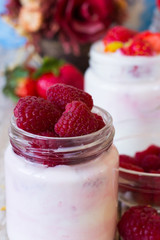 Raspberry with homemade yogurt berry