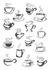 Fototapeta premium Coffee cup and tea mug icon set for drink design