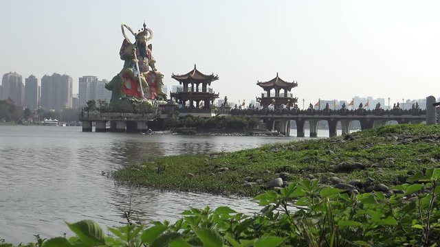 4k Xuan Wu statue at Pei Chi Pavilion, Hsuantien Shangti Temple. This giant statue of a Taoist god is believed to guard the famous attractions in the Lotus Lake of Kaohsiung, Taiwan.-Dan