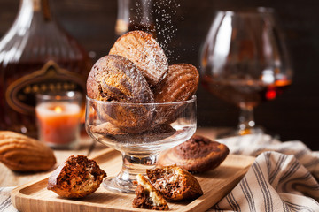 Black and white marbled madeleines cookies
