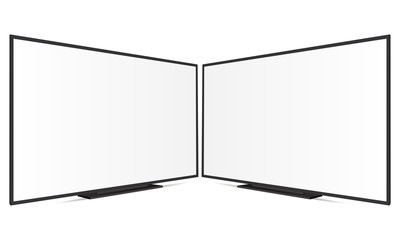 Two TV with blank screen isolated on white background. Mockup TV. Vector illustration