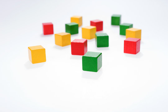 Multicolor wooden building bricks, wooden toys blocks
