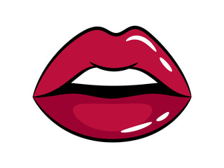 Female bright glossy lips on white background. Vector illustration