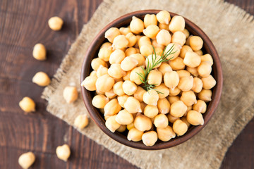 Cooked Chickpeas on a bowl. Chickpeas is nutritious food. 