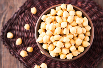 Cooked Chickpeas on a bowl. Chickpeas is nutritious food. 