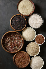 Various rice in bowls