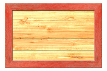wooden frame isolated on white background and bright wood backgr