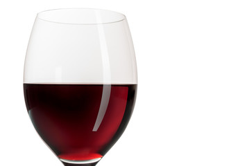red wine goblet glass on white background and copyspace