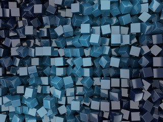 Abstract square blue background. 3D render