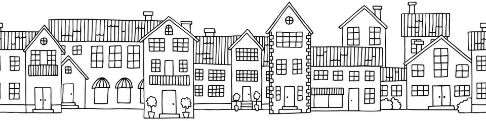 House graphic black white seamless background sketch illustration vector