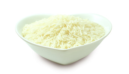 rice in a bowl isolated on white background