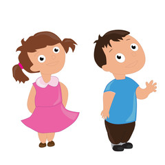Little boy and girl illustration