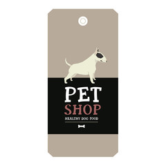 Poster Pet Shop Design label Vector Illustration Bull Terrier