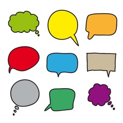 flat colored speech bubbles. hand drawn icons