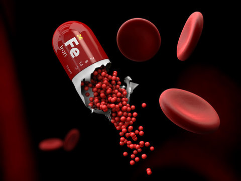 3d Illustration Of Iron Mineral Capsule Dissolves In The Stomach