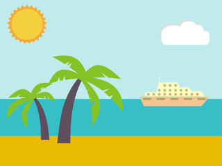 sand on the summer beach near the tropical sea. Vector illustrat