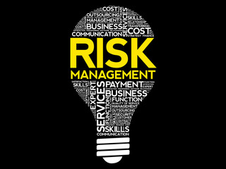 Risk Management bulb word cloud, business concept