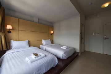 Interior of a hotel bedroom
