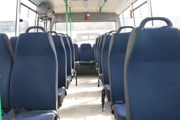 passenger compartment of a big shuttle bus - 136896759