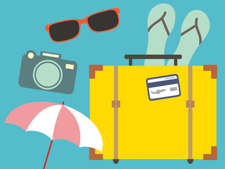 Vacation travelling concept. Flat design illustration