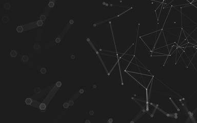 Abstract polygonal space low poly dark background, 3d rendering