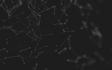 Abstract polygonal space low poly dark background, 3d rendering