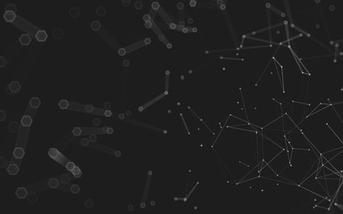 Abstract polygonal space low poly dark background, 3d rendering