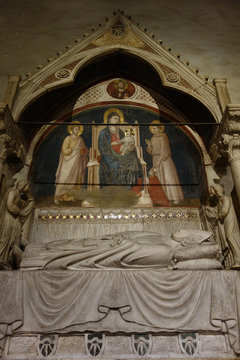  the Cosmatesque tomb of Cardinal Matteo d'Acquasparta in the Aracoeli Basilica, Rome, Italy