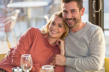 couple in love dating in restaurant