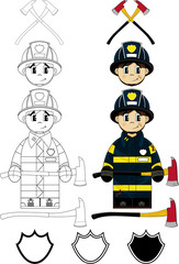 Cute Cartoon Fireman - Firefighter Clip Art