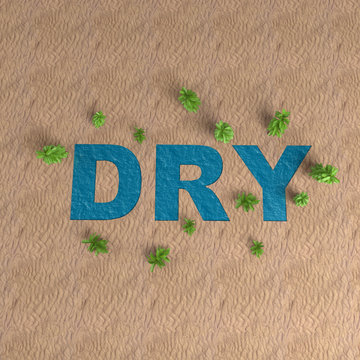 desert with water text dry 3d rendering