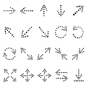 Dots arrows. Vector hand drawn icons.