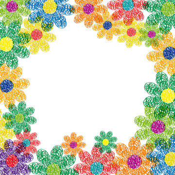 Spring Background. Hand drawn flowers