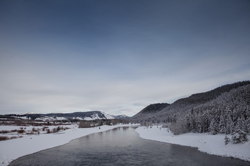 River in the Grand Tetone National Park in winter, USA