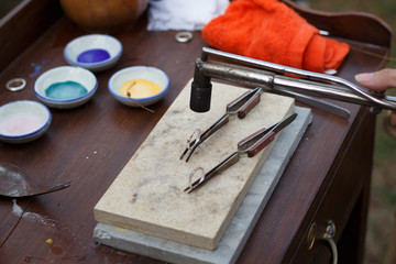 Craft jewellery making with professional tools.