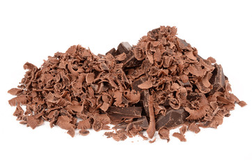 Dark chocolate on a white background