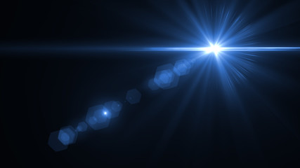 Lens Flare light over Black Background. Easy to add overlay 