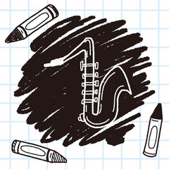 Naklejka premium Saxophone doodle