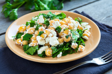 Chickpea salad with feta cheese