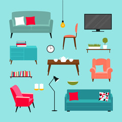 Vector set of furniture of living room