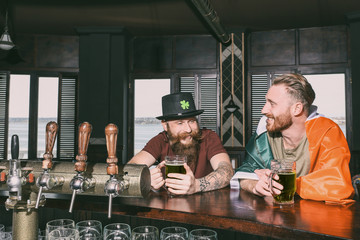 Men celebrating Saint Patrick's Day in pub