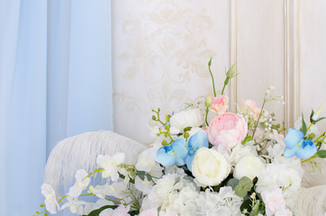 Beautiful bouquet of roses in a studio