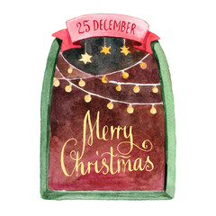 Window decorated with star and garland