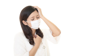 風邪に罹患した女性