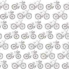 seamless pattern drawing bicycles