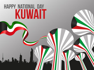 Silver Grey Poster - Landmarks Of Kuwait National Day - Water To