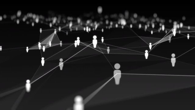 Dark plexus background with lines, dots and people icons