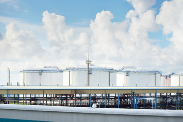 Oil tanks at oil terminal in Ventspils port, Latvia